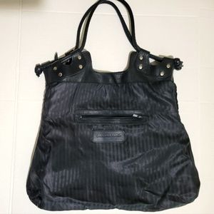 Luciana Verde Black Glazed Leather Fold Over Satchel Shoulder Bag